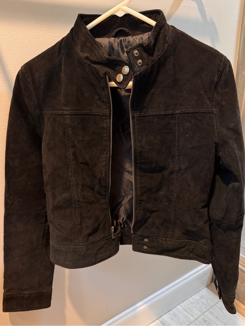 Wilsons Leather Black Suede Leather Jacket | Size Small | Zip Front